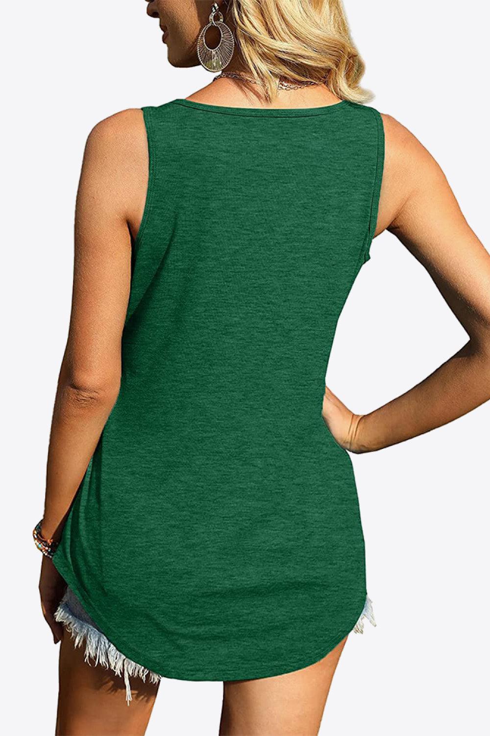 Curved Hem Square Neck Tank BLUE ZONE PLANET