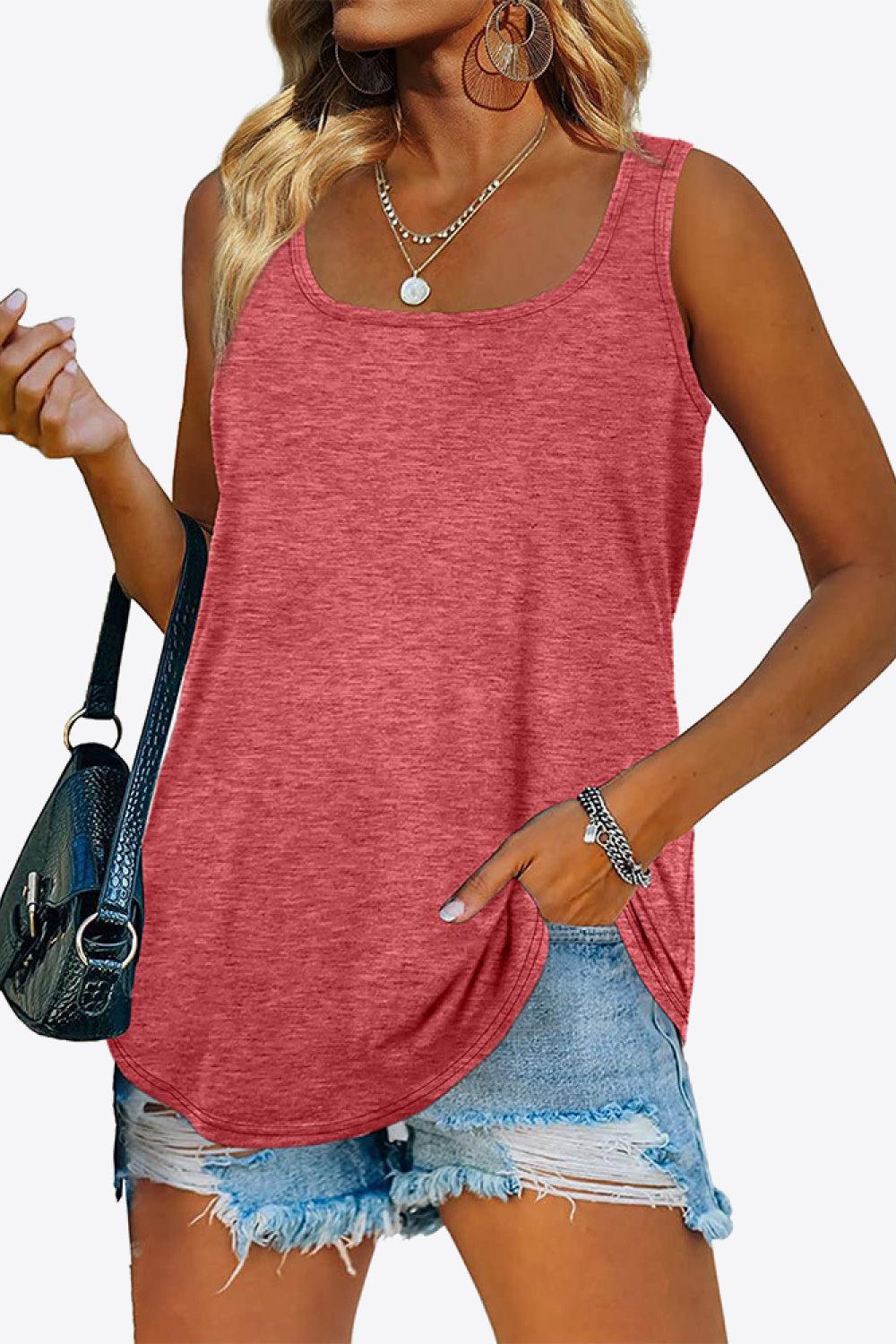 Curved Hem Square Neck Tank BLUE ZONE PLANET