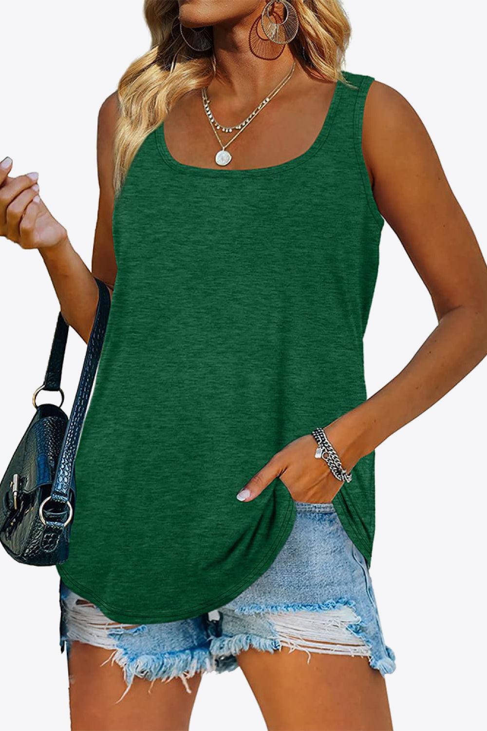 Curved Hem Square Neck Tank BLUE ZONE PLANET