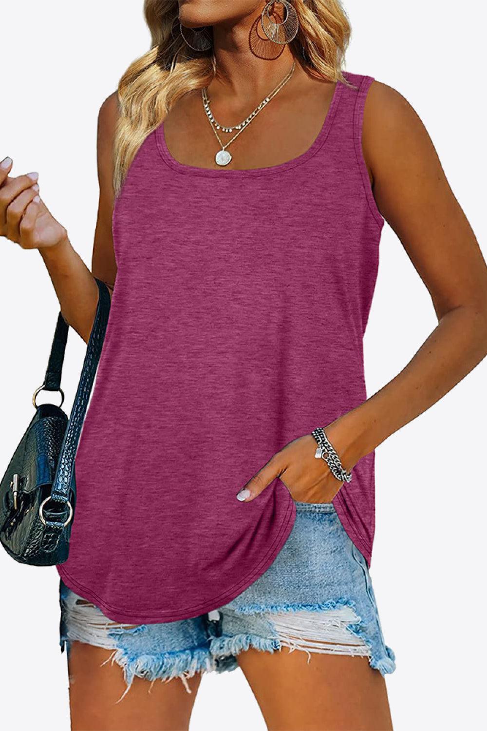 Curved Hem Square Neck Tank BLUE ZONE PLANET