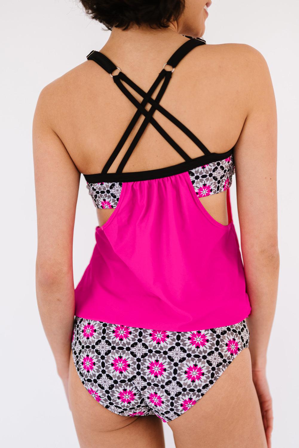 Cutout Crisscross Back Tankini Set BLUE ZONE PLANET