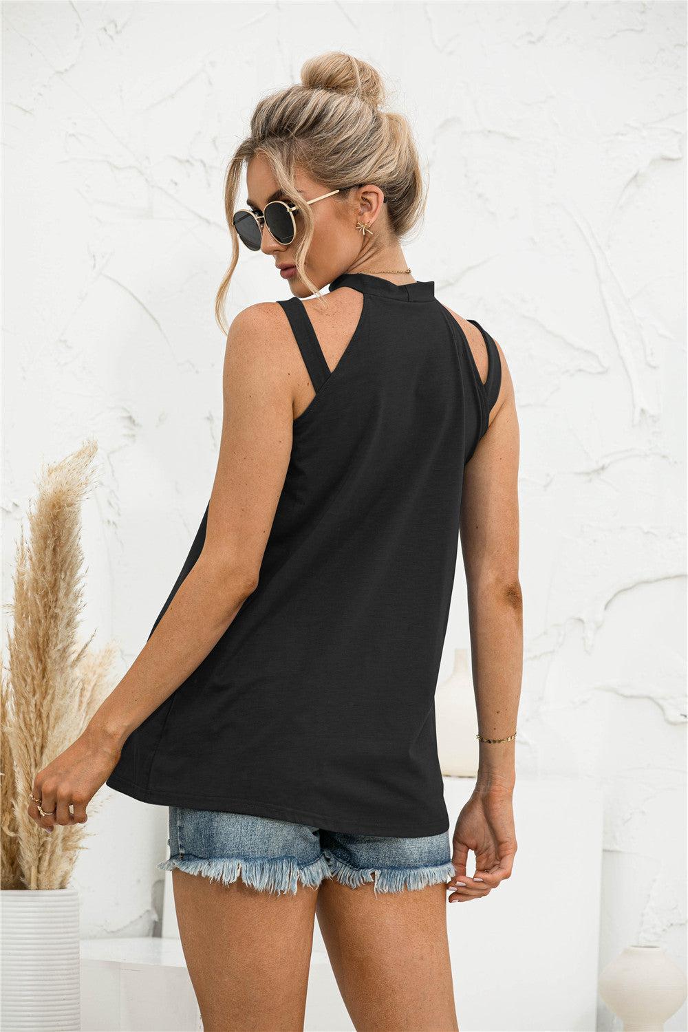 Cutout Mock Neck Tank BLUE ZONE PLANET