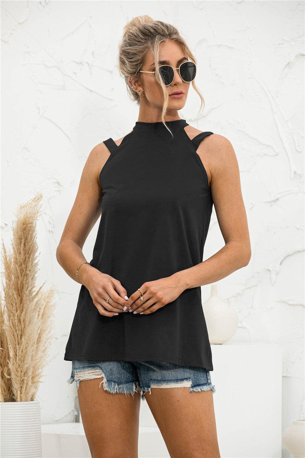 Cutout Mock Neck Tank BLUE ZONE PLANET