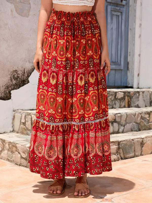 Dancia's Bohemian Printed Patchwork Skirt kakaclo