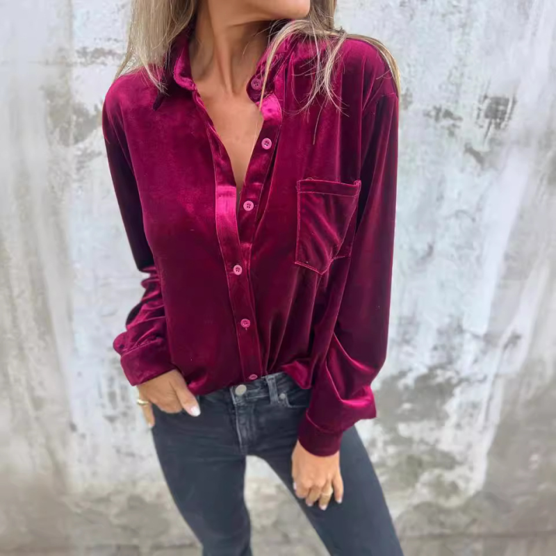 Long Sleeve Single Breasted Hundred Tops Loose Bottom Shirt-[Adult]-[Female]-Purplish red-S-2022 Online Blue Zone Planet