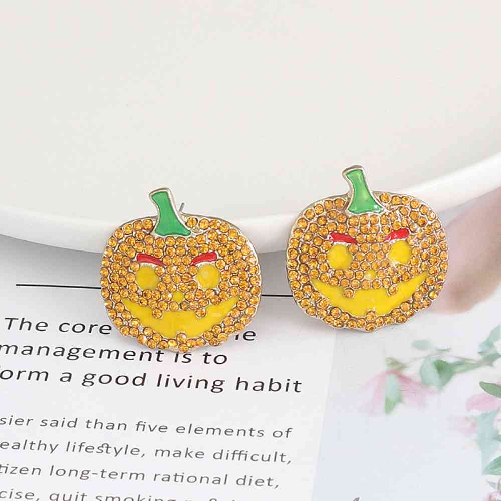 Demon Pumpkin Rhinestone Alloy Earrings BLUE ZONE PLANET