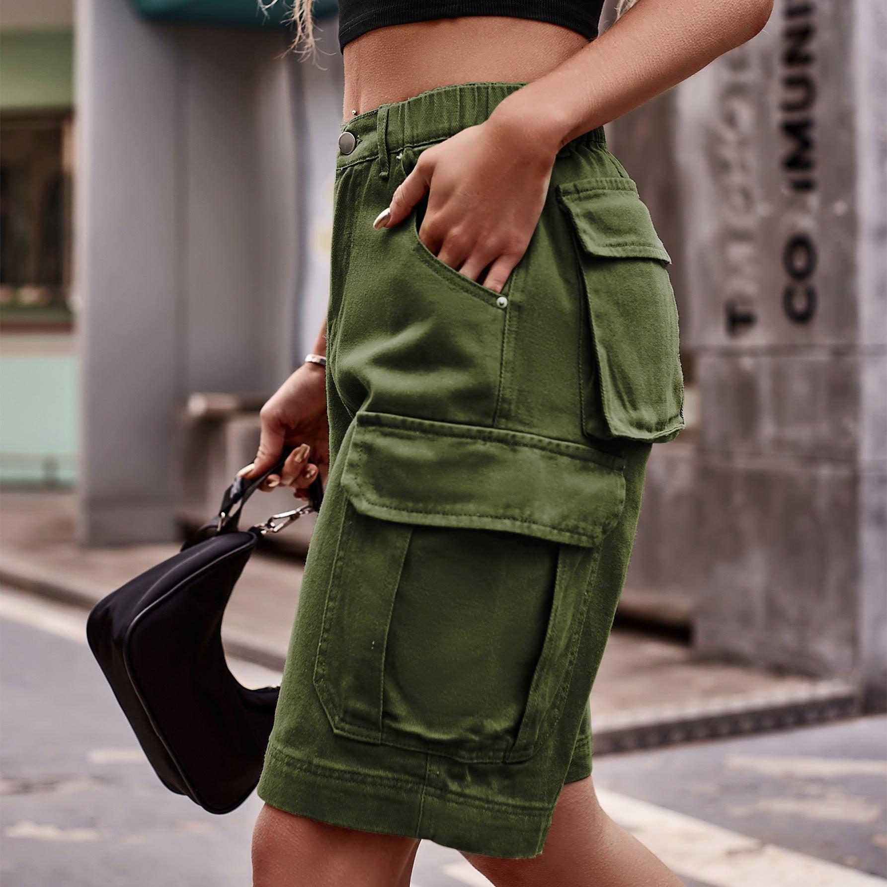 Denim Cargo Shorts with Pockets BLUE ZONE PLANET