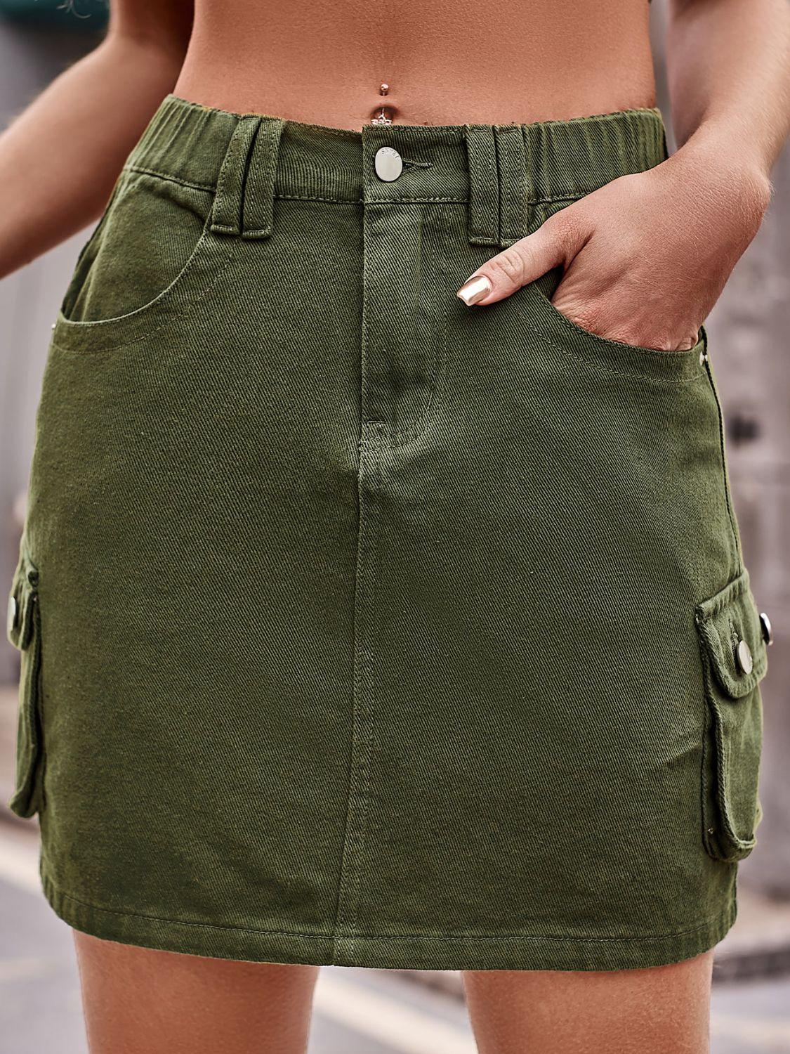Denim Mini Skirt with Pockets BLUE ZONE PLANET