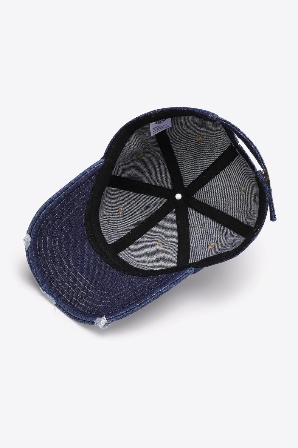 Distressed Adjustable Baseball Cap BLUE ZONE PLANET