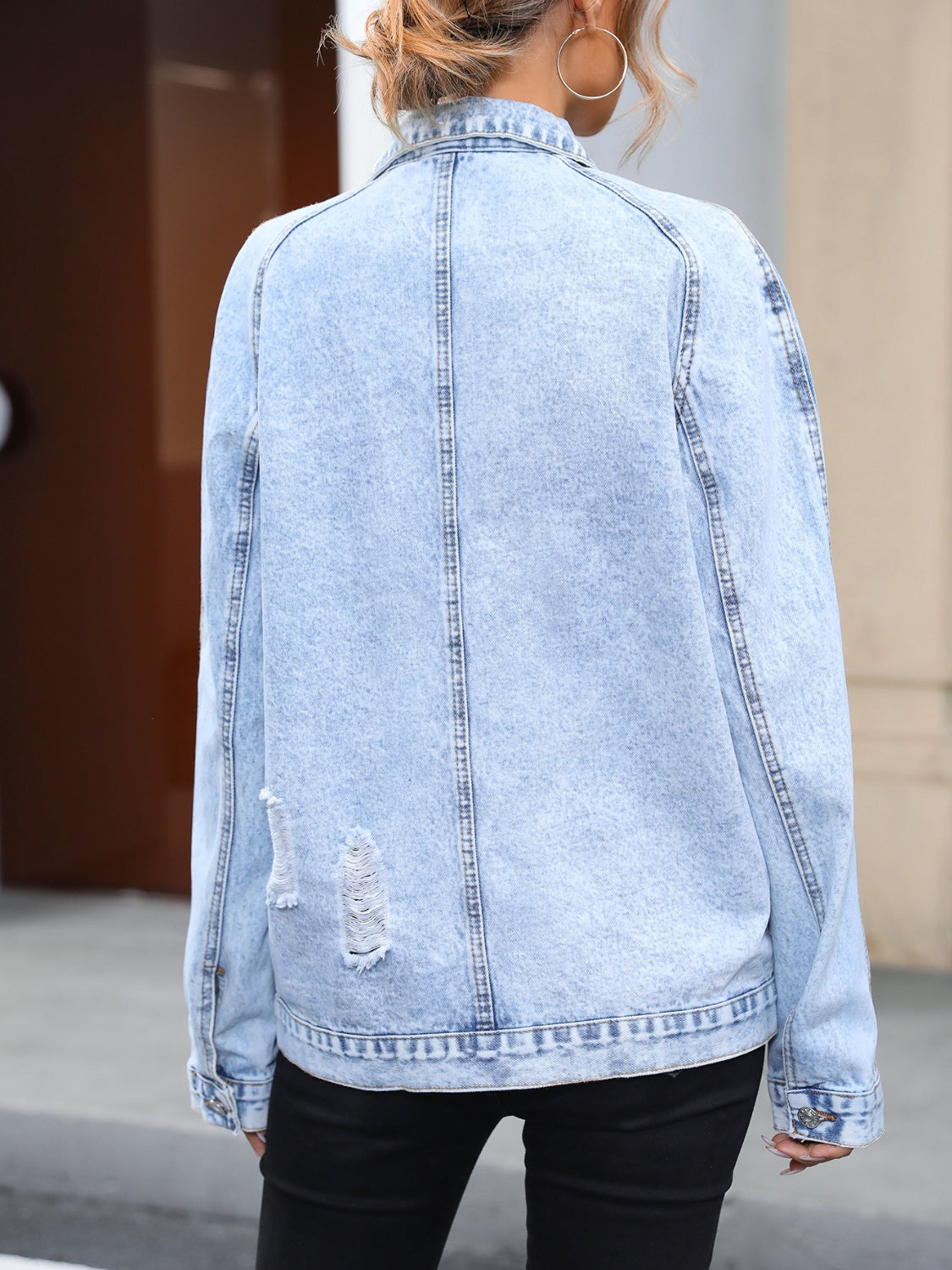 Blue Zone Planet |  Distressed Denim Shacket BLUE ZONE PLANET