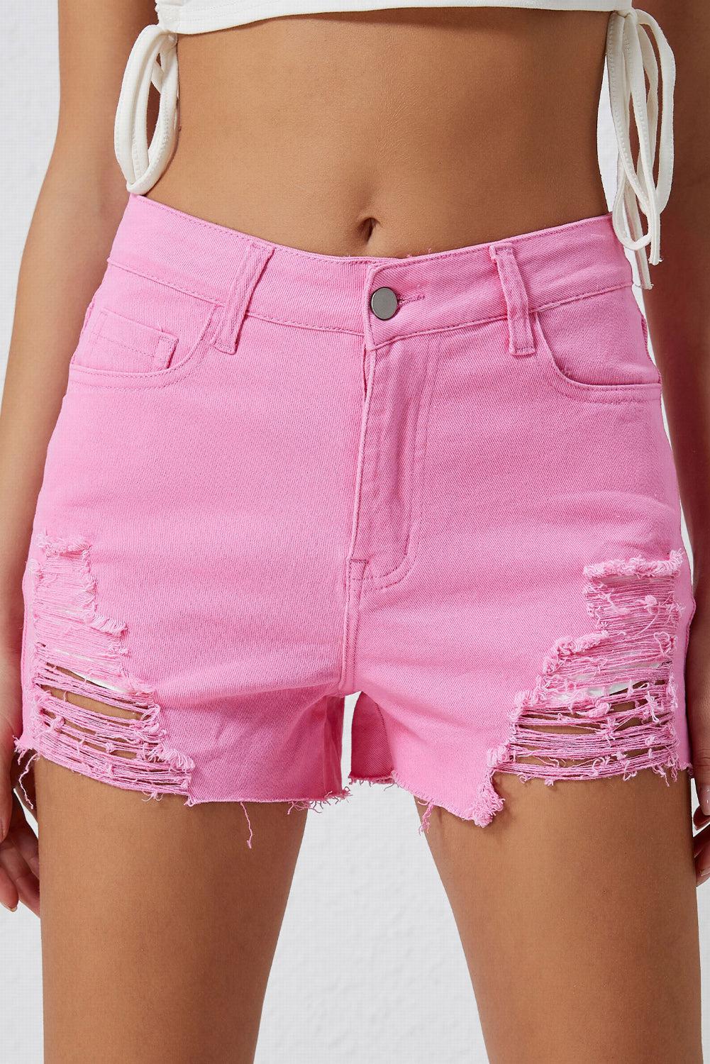 Distressed Denim Shorts BLUE ZONE PLANET