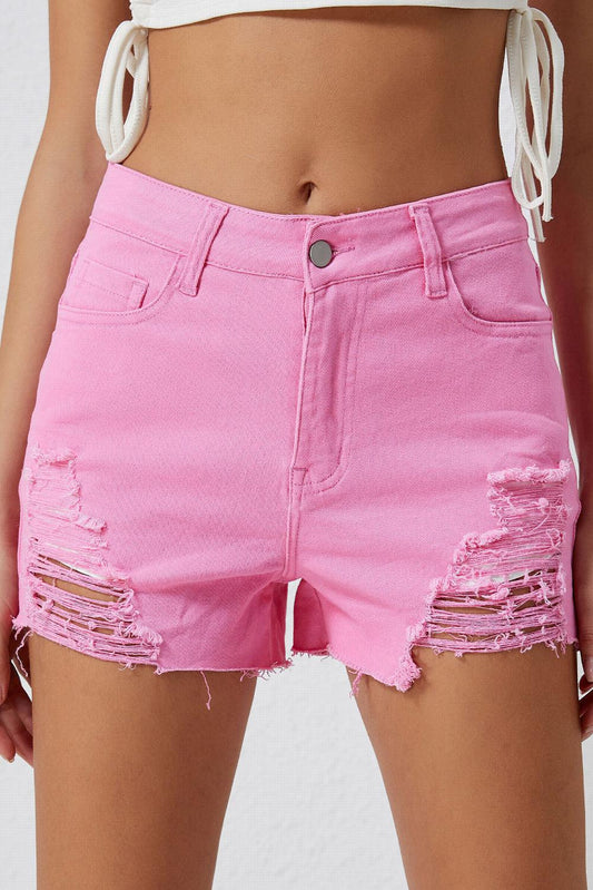 Distressed Denim Shorts BLUE ZONE PLANET