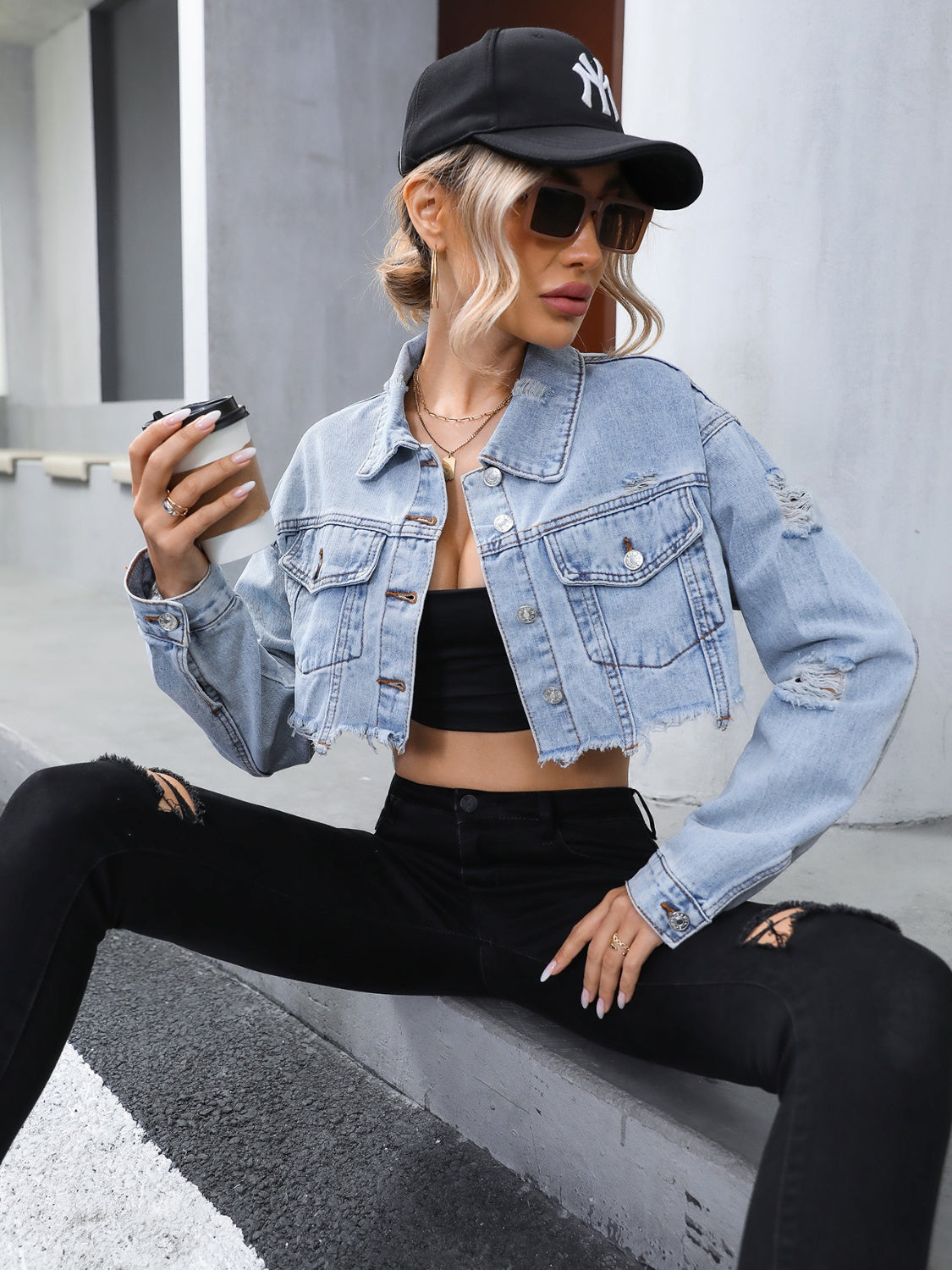 Dropped Shoulder Denim Jacket with Pockets – Crazy Like a Daisy Boutique