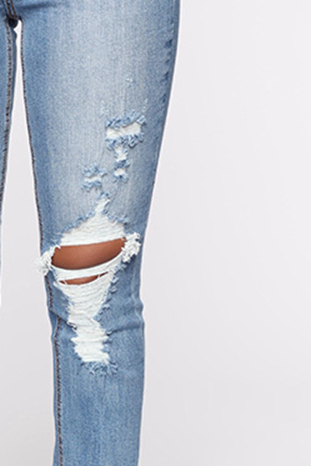 Distressed Slit Jeans BLUE ZONE PLANET