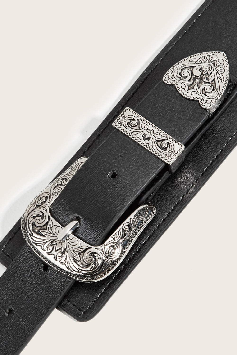 Double Buckle PU Leather Belt BLUE ZONE PLANET