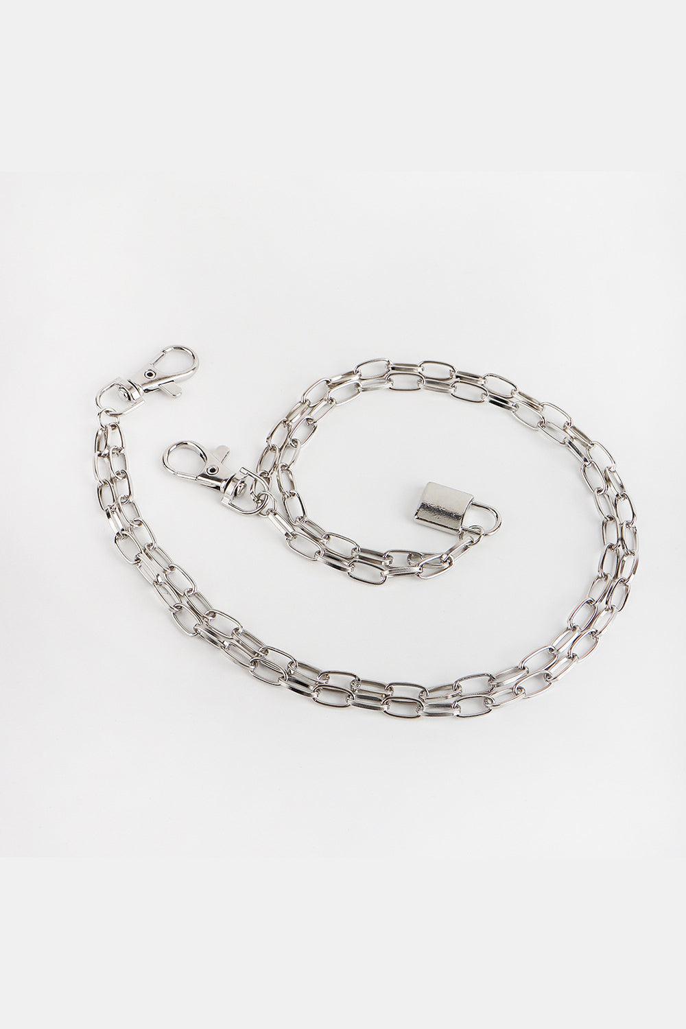 Double Layered Iron Chain Belt with Lock Charm BLUE ZONE PLANET