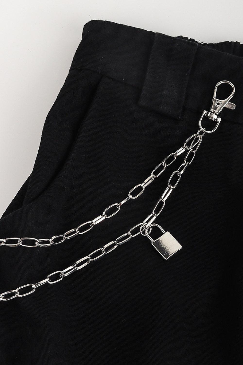 Double Layered Iron Chain Belt with Lock Charm BLUE ZONE PLANET