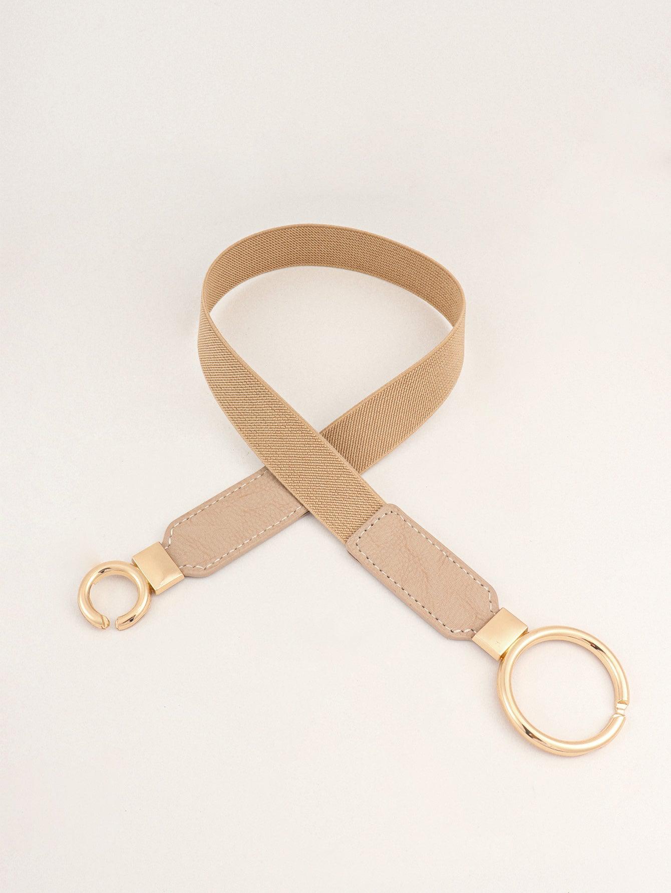 Double Ring Buckle Elastic PU Belt BLUE ZONE PLANET