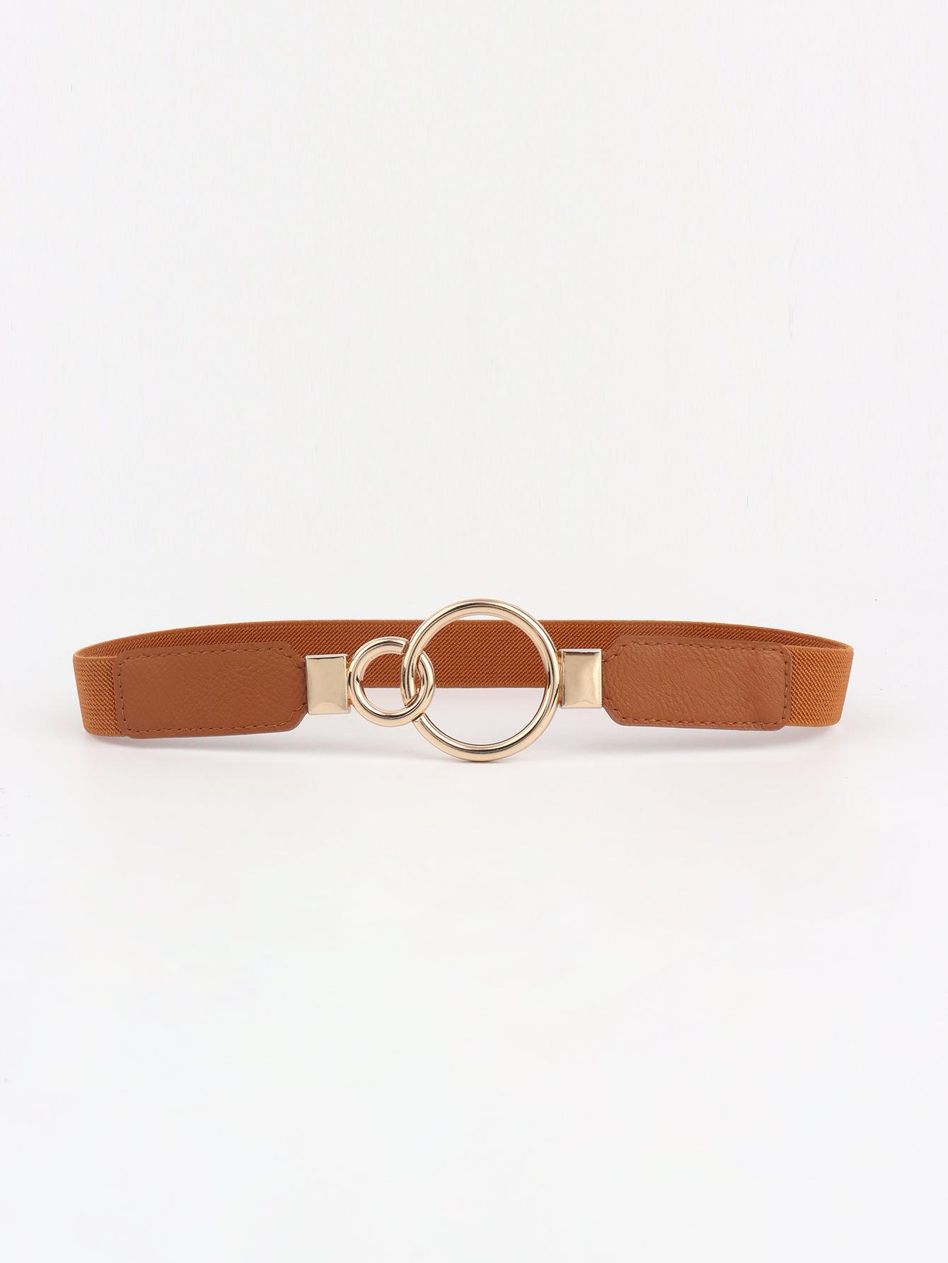 Double Ring Buckle Elastic PU Belt BLUE ZONE PLANET