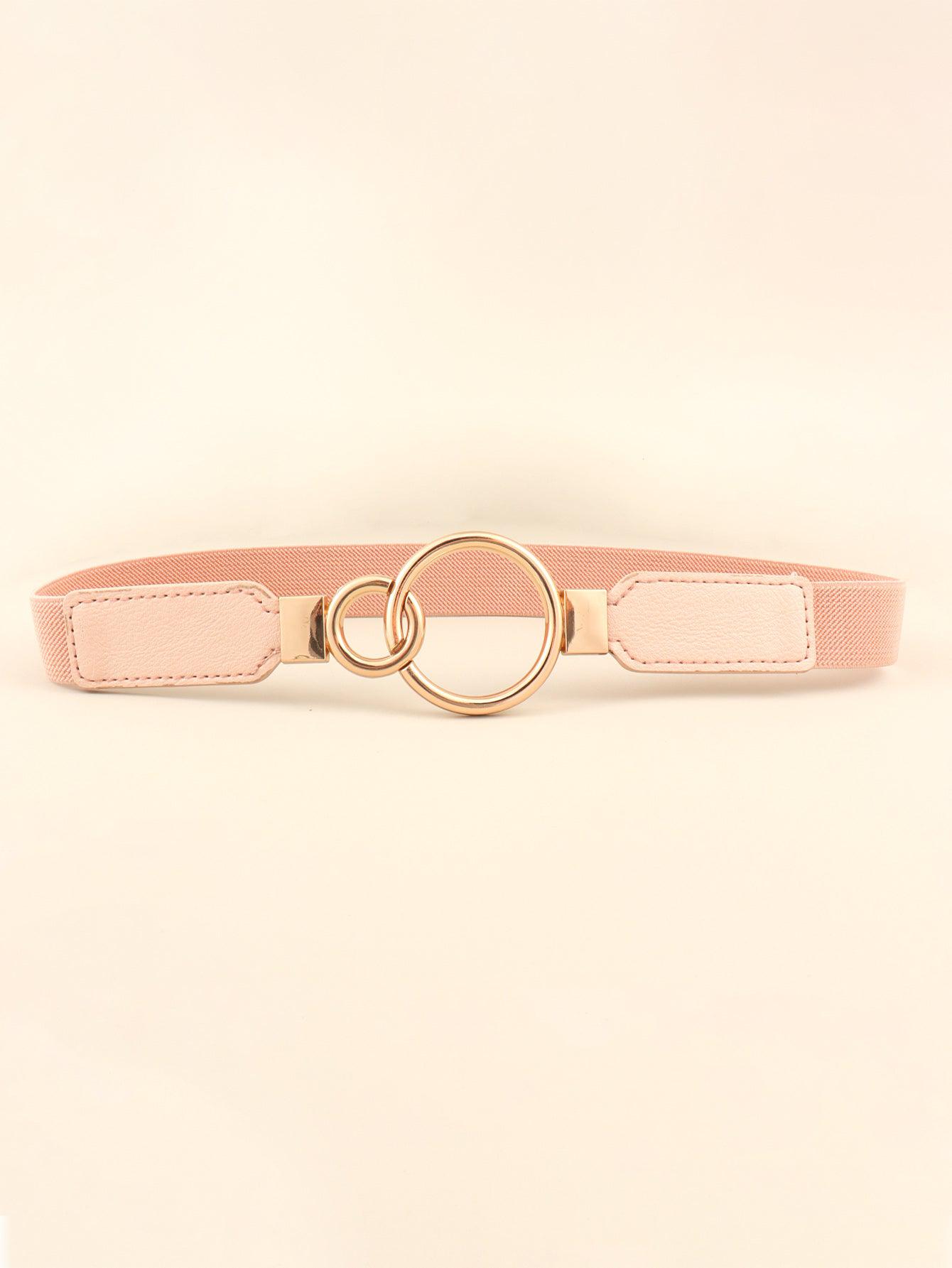 Double Ring Buckle Elastic PU Belt BLUE ZONE PLANET