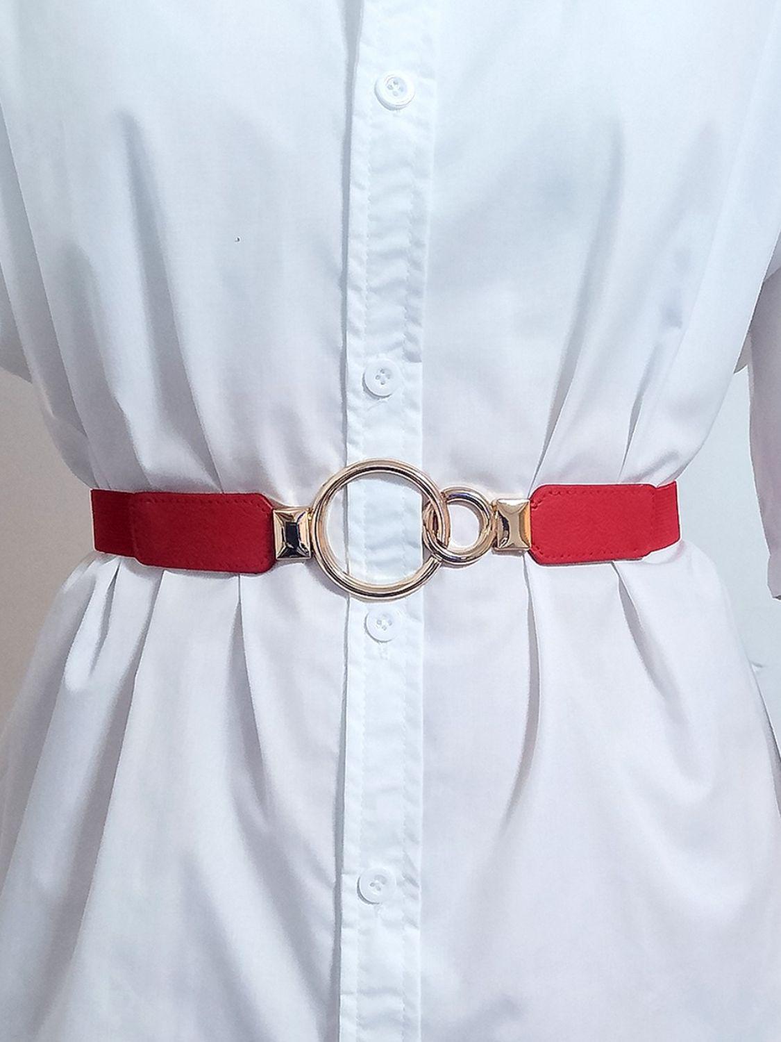 Double Ring Buckle Elastic PU Belt BLUE ZONE PLANET