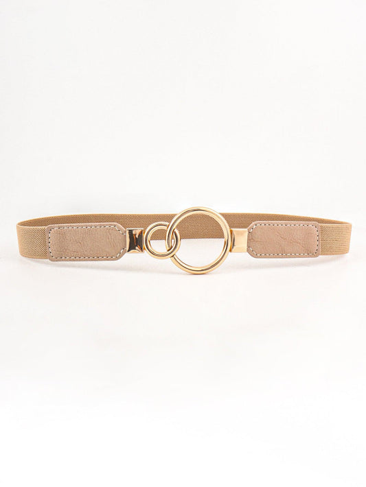 Double Ring Buckle Elastic PU Belt BLUE ZONE PLANET