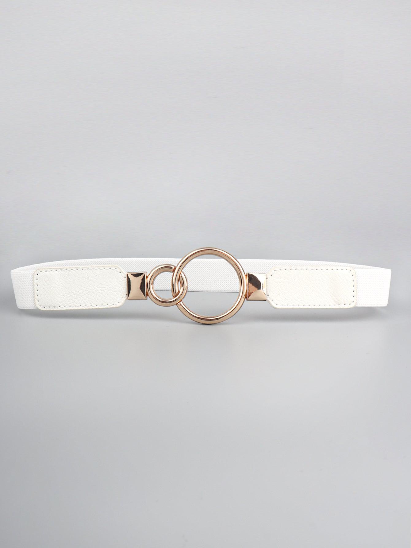 Double Ring Buckle Elastic PU Belt BLUE ZONE PLANET