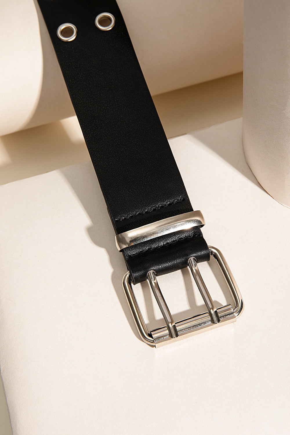 Double Row Grommet PU Leather Belt BLUE ZONE PLANET