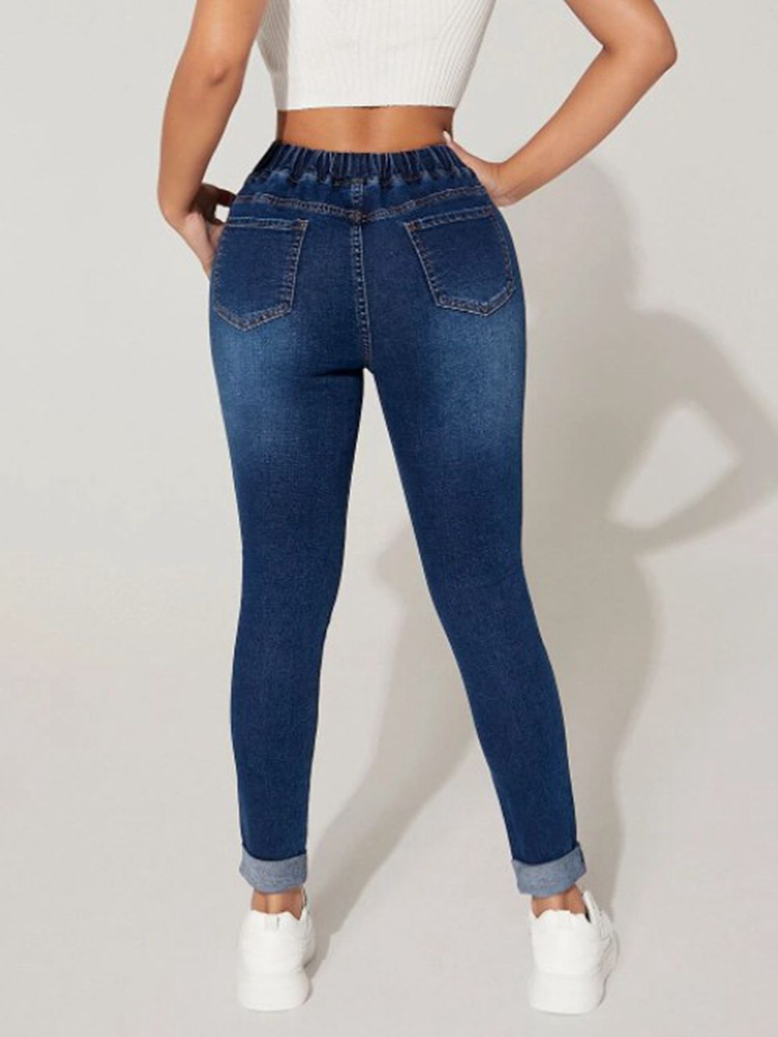 Drawstring Cropped Jeans BLUE ZONE PLANET