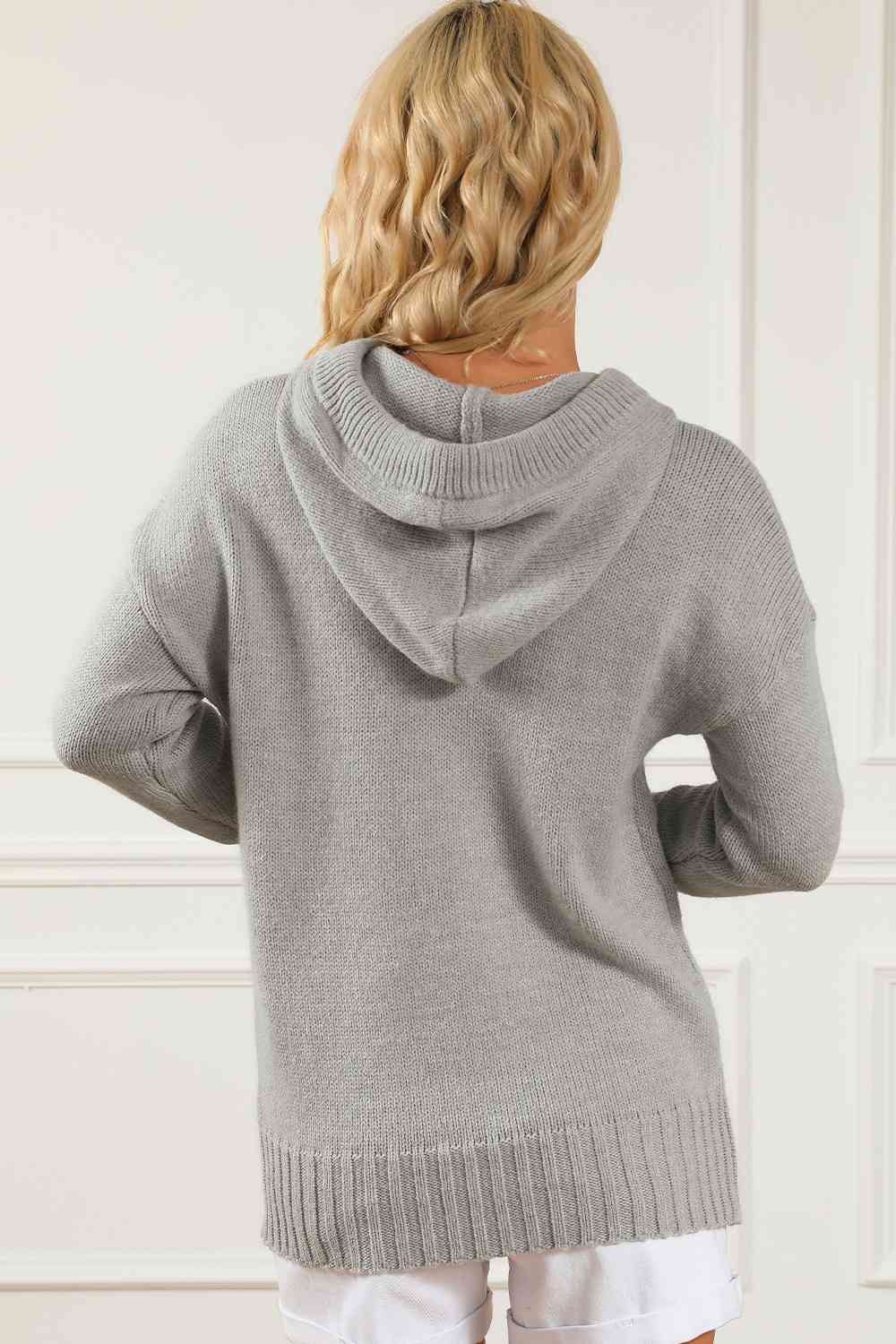 Drawstring Hooded Sweater with Pocket BLUE ZONE PLANET
