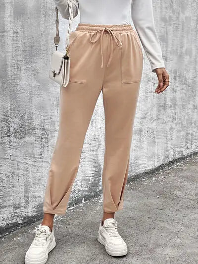 Drawstring Straight Pants with Pockets Trendsi