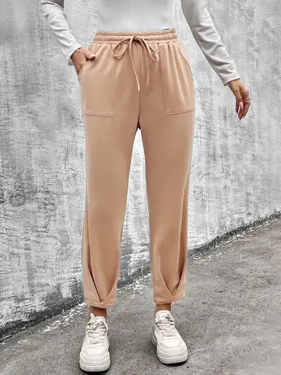 Drawstring Straight Pants with Pockets Trendsi