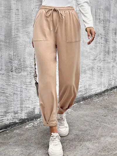 Drawstring Straight Pants with Pockets Trendsi