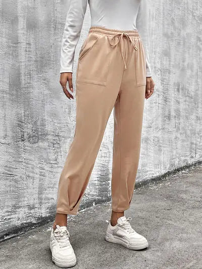 Drawstring Straight Pants with Pockets Trendsi