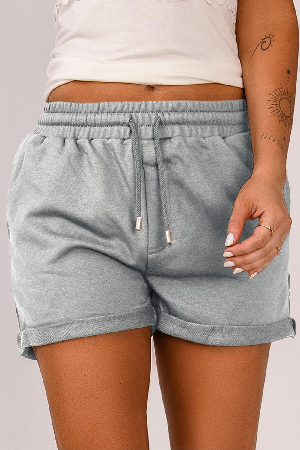 Drawstring Waist Cuffed Shorts BLUE ZONE PLANET