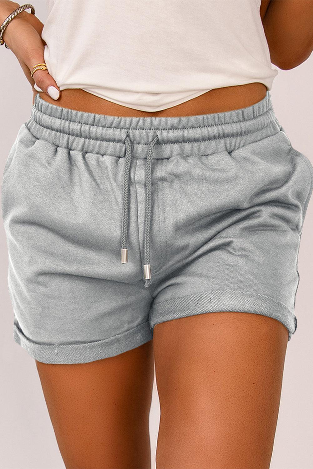 Drawstring Waist Cuffed Shorts BLUE ZONE PLANET