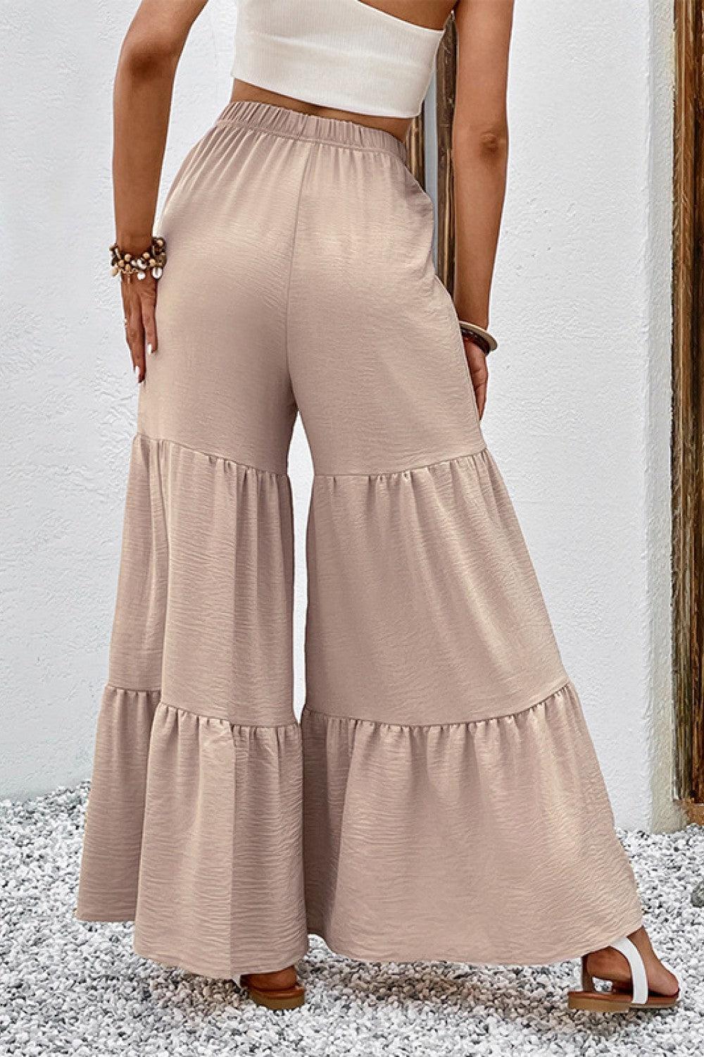 Drawstring Waist Tiered Flare Culottes BLUE ZONE PLANET