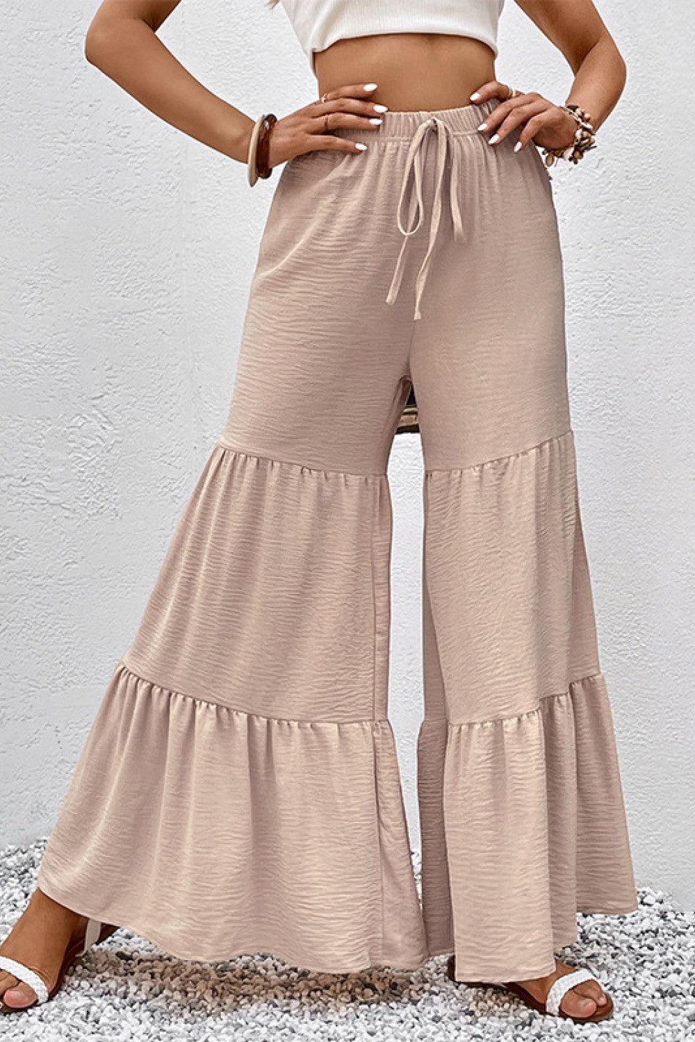 Drawstring Waist Tiered Flare Culottes BLUE ZONE PLANET