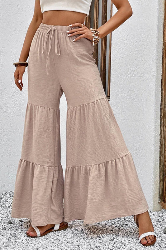 Drawstring Waist Tiered Flare Culottes BLUE ZONE PLANET