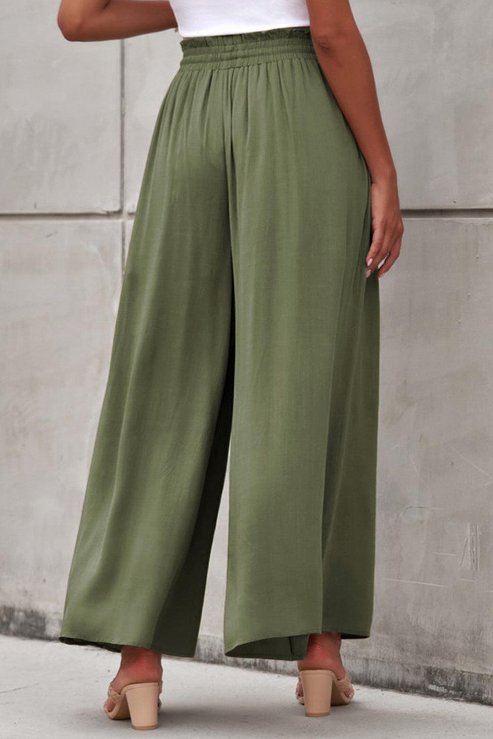 Drawstring Waist Wide Leg Pants BLUE ZONE PLANET