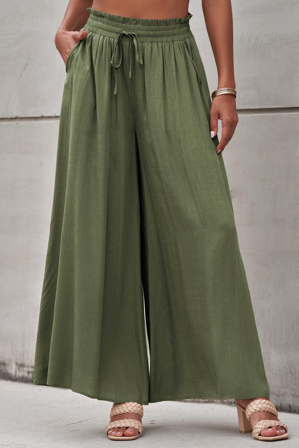 Drawstring Waist Wide Leg Pants BLUE ZONE PLANET