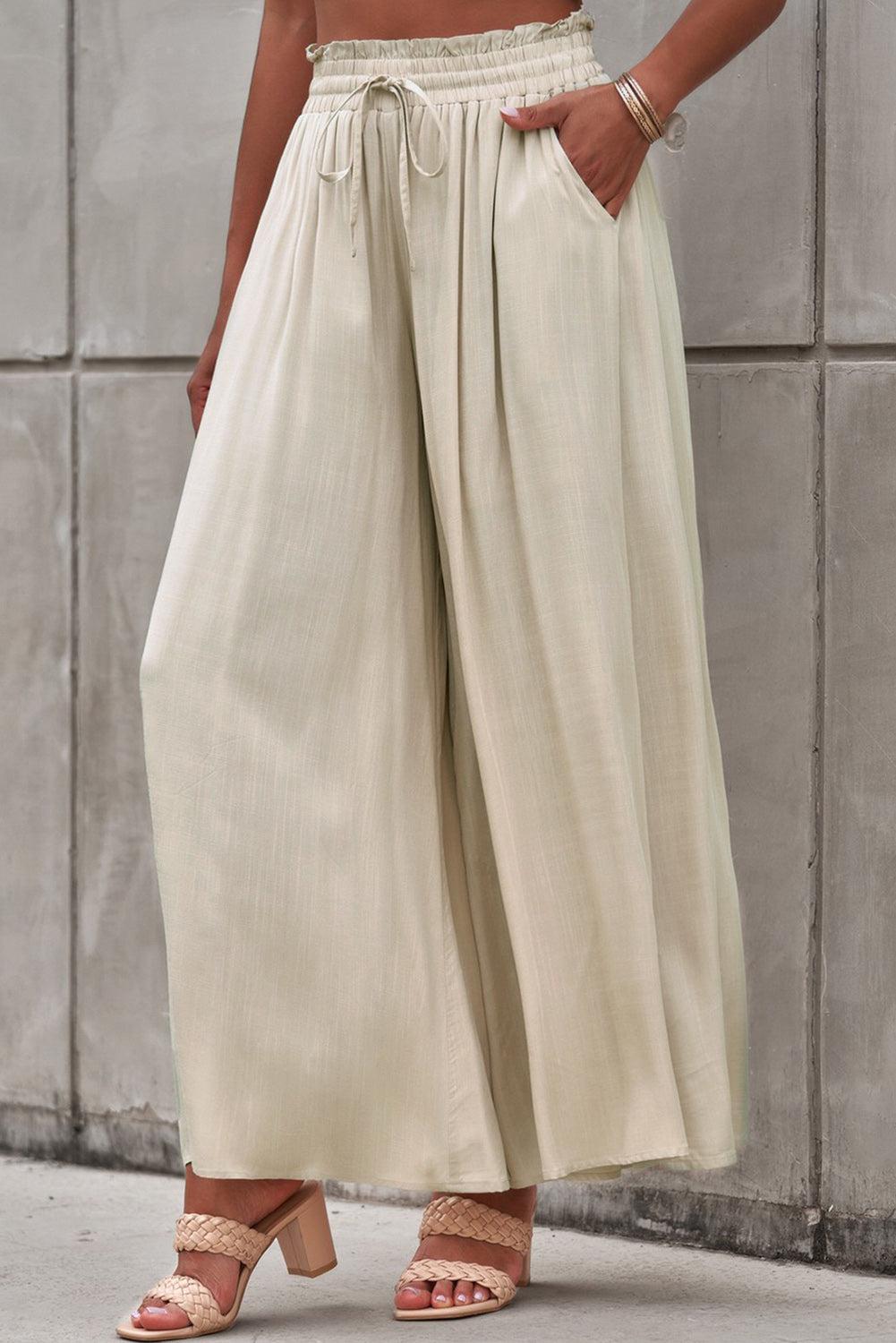 Drawstring Waist Wide Leg Pants BLUE ZONE PLANET