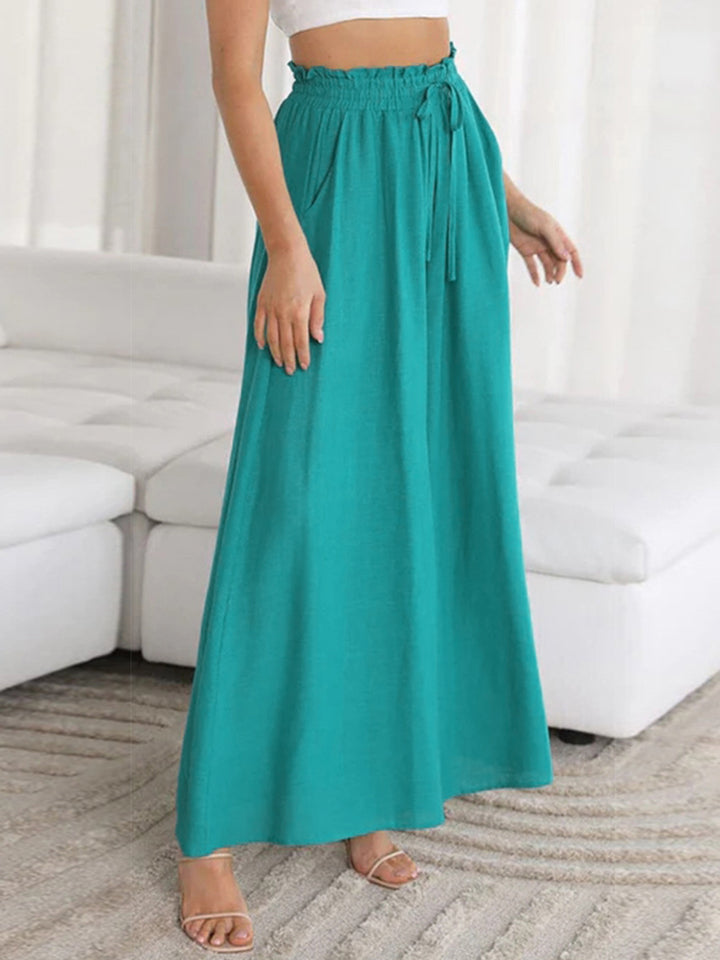 Drawstring Waist Wide Leg Pants BLUE ZONE PLANET