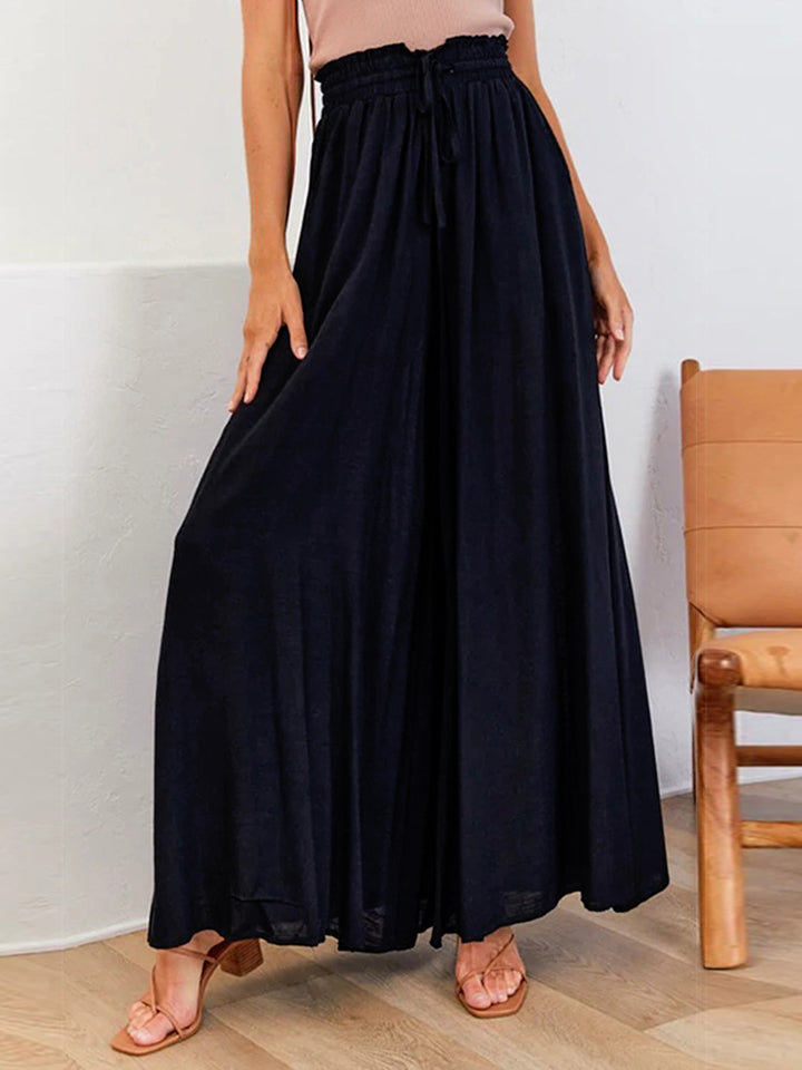 Drawstring Waist Wide Leg Pants BLUE ZONE PLANET