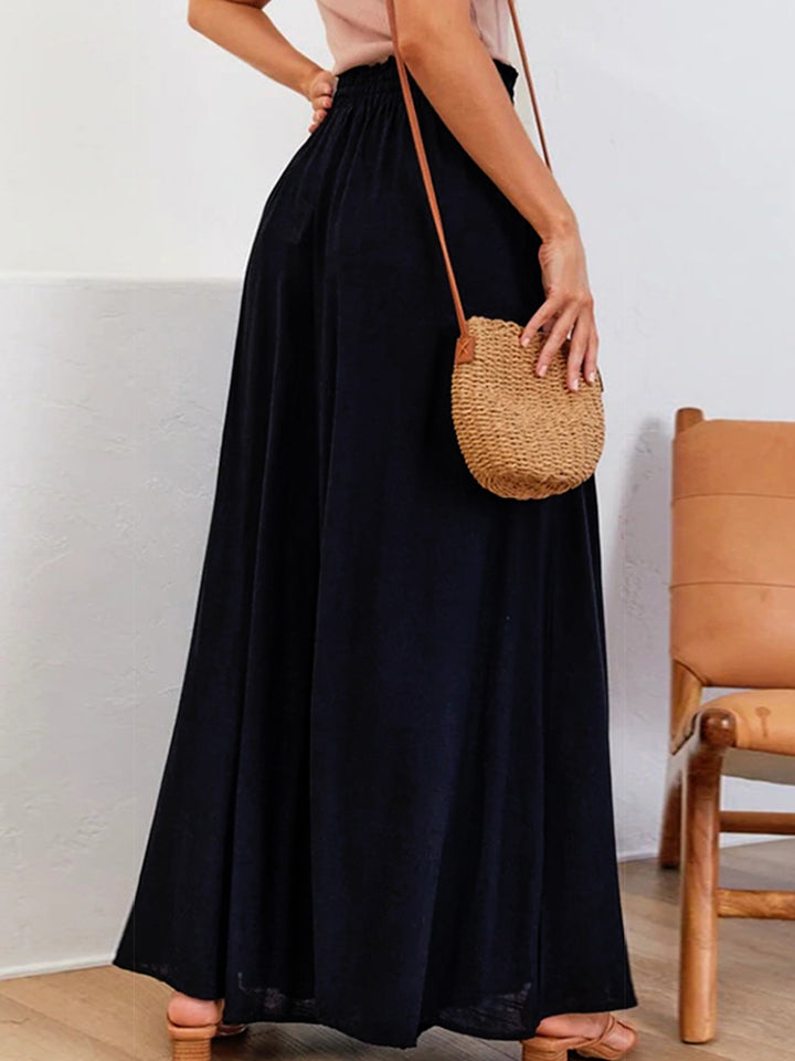 Drawstring Waist Wide Leg Pants BLUE ZONE PLANET