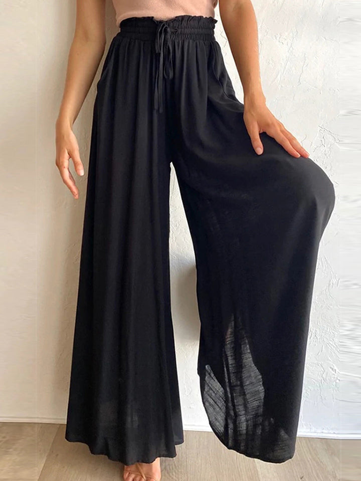 Drawstring Waist Wide Leg Pants BLUE ZONE PLANET