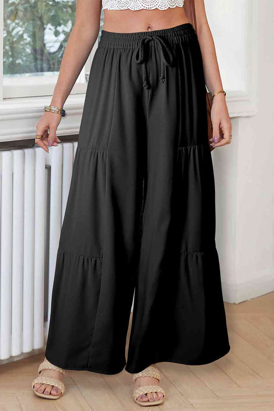 Drawstring Wide Leg Pants BLUE ZONE PLANET