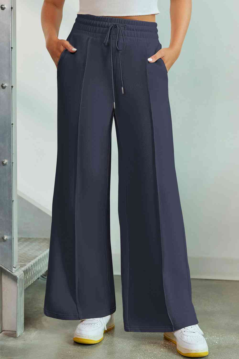 Drawstring Wide Leg Pants with Pockets BLUE ZONE PLANET