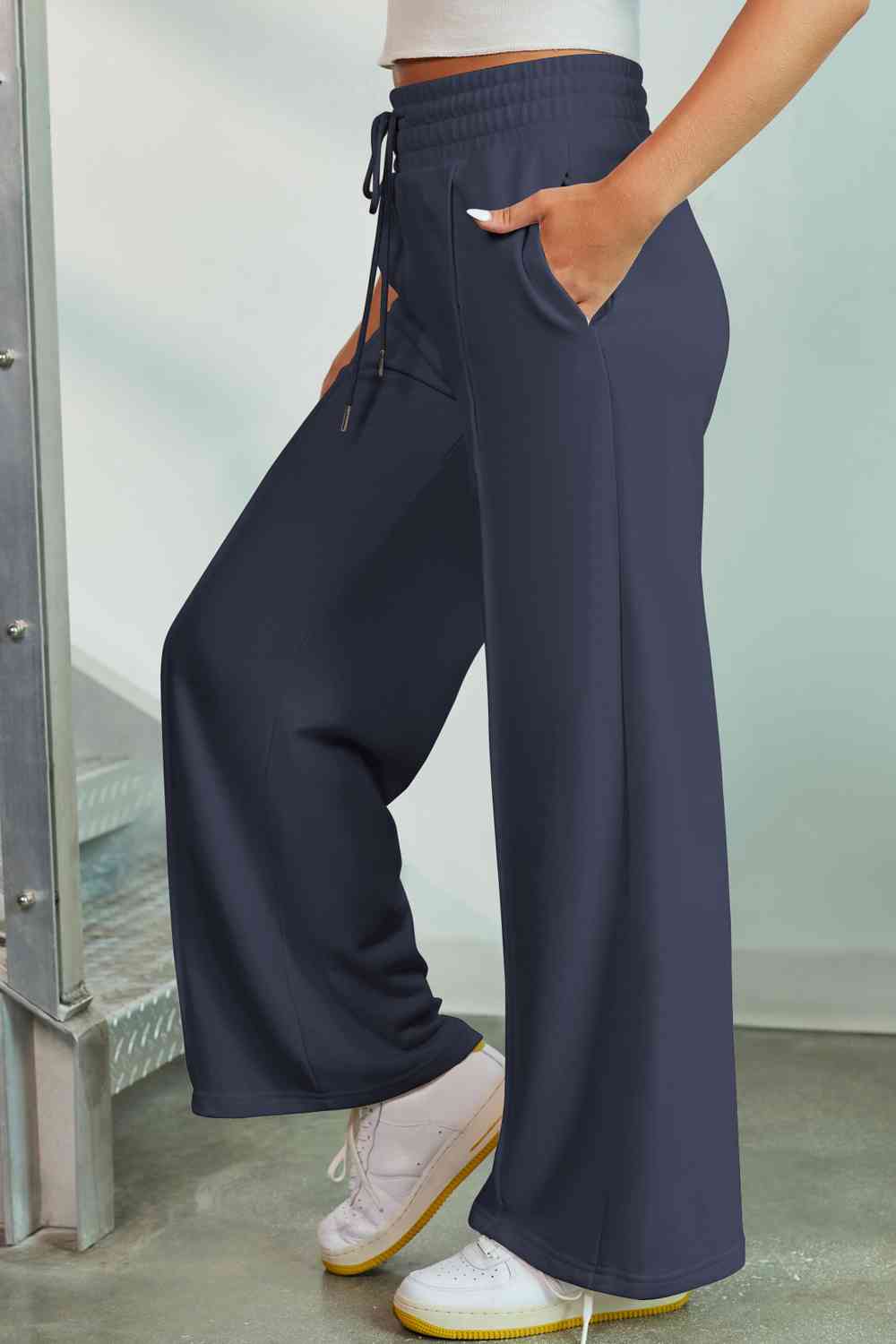 Drawstring Wide Leg Pants with Pockets BLUE ZONE PLANET