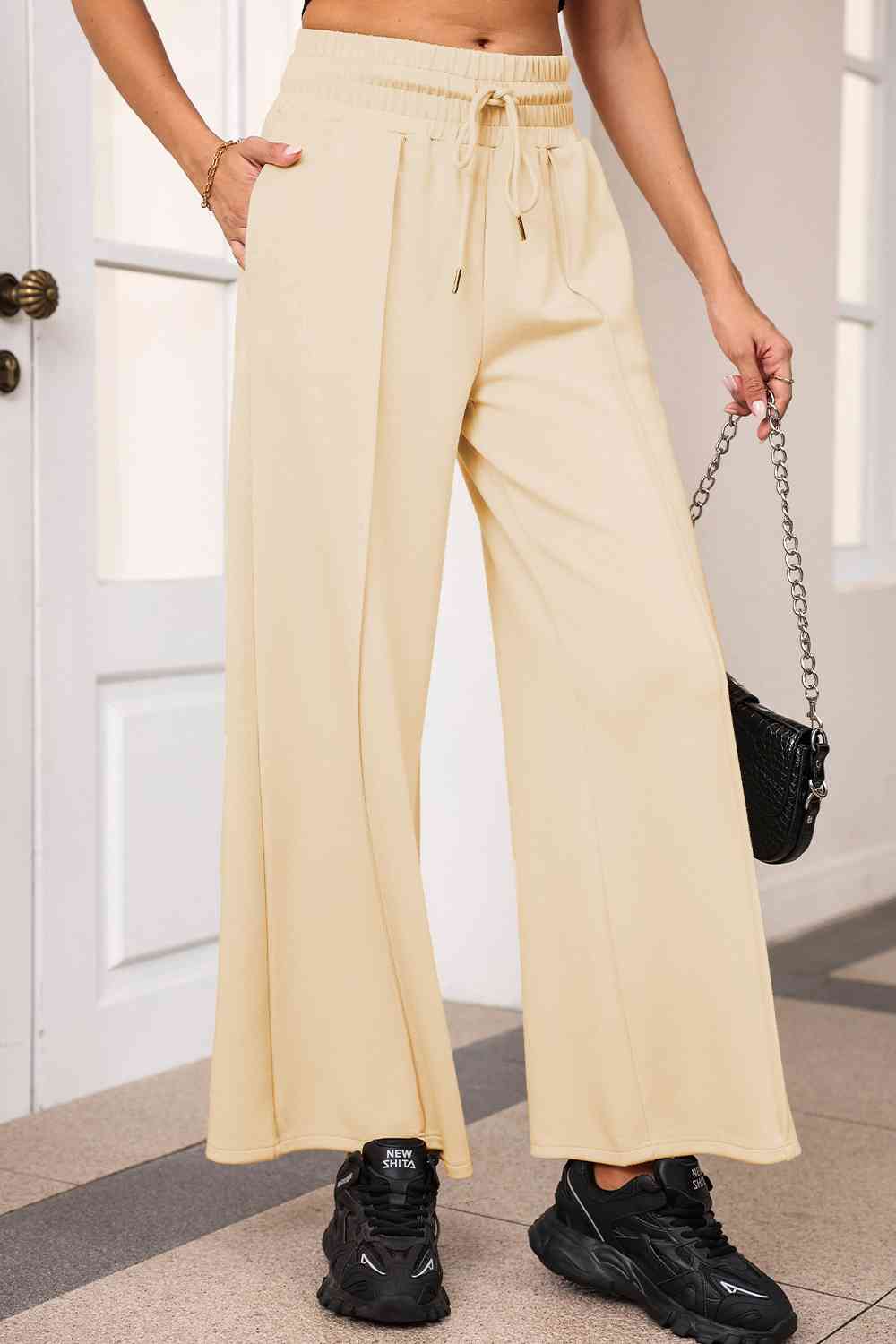 Drawstring Wide Leg Pants with Pockets BLUE ZONE PLANET